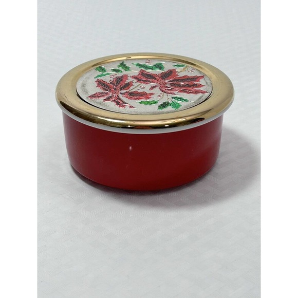 Chokin Poinsettias Trinket Dish Jamestown China With Gold Rim Christmas - Picture 4 of 10